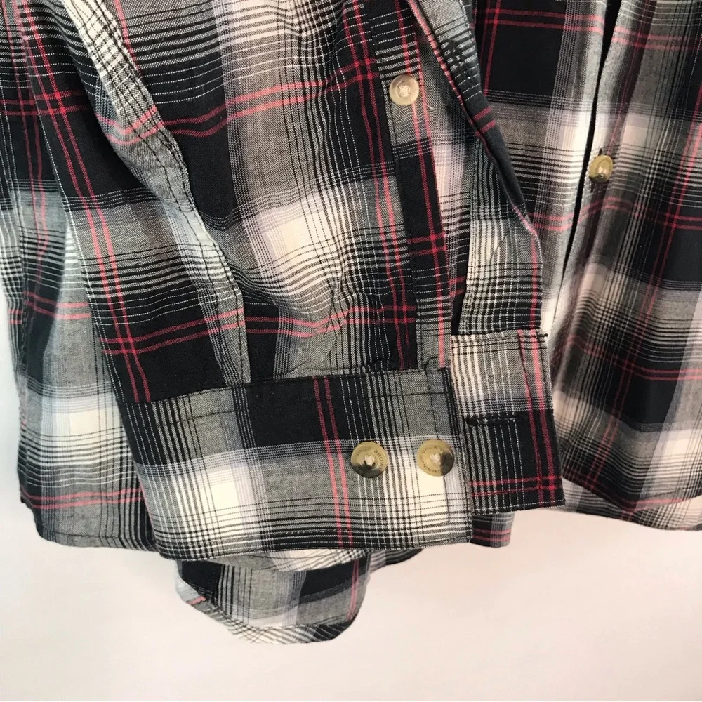 Browning Men's Black & White Plaid Long Sleeve Button Down Shirt - Picture 6 of 11